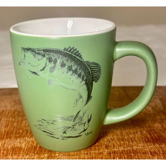 Gander Mountain Al Agnew Painted Green Bass Coffee Mug 1990s-2000s - Picture 1 of 6